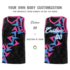 Black Boomerang Pattern Basketball Jersey 3
