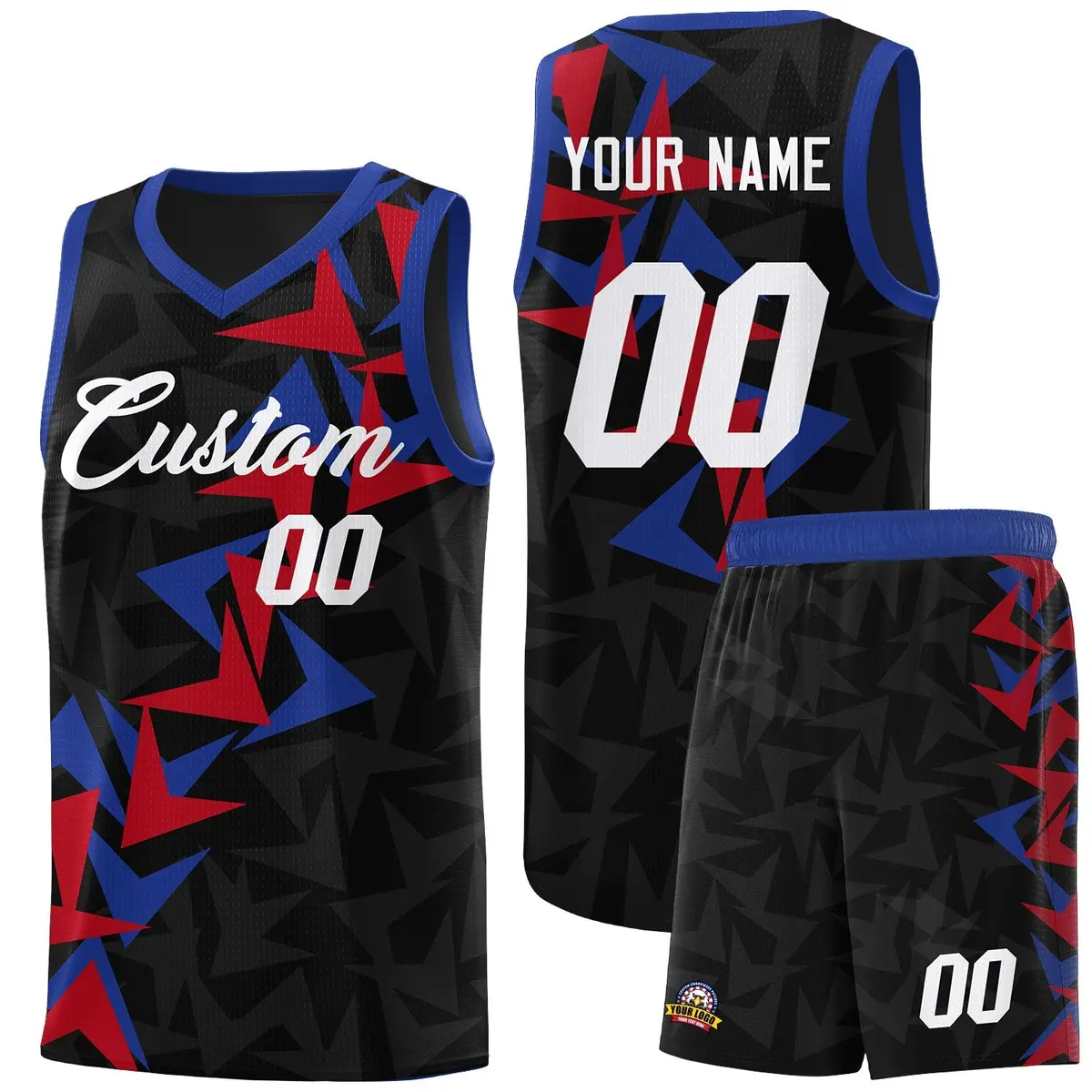 Black Boomerang Pattern Basketball Jersey