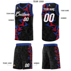 Black Boomerang Pattern Basketball Jersey 5