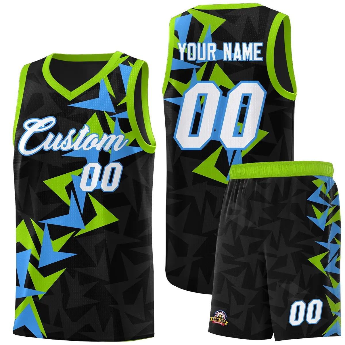 Black Boomerang Pattern Basketball Jersey