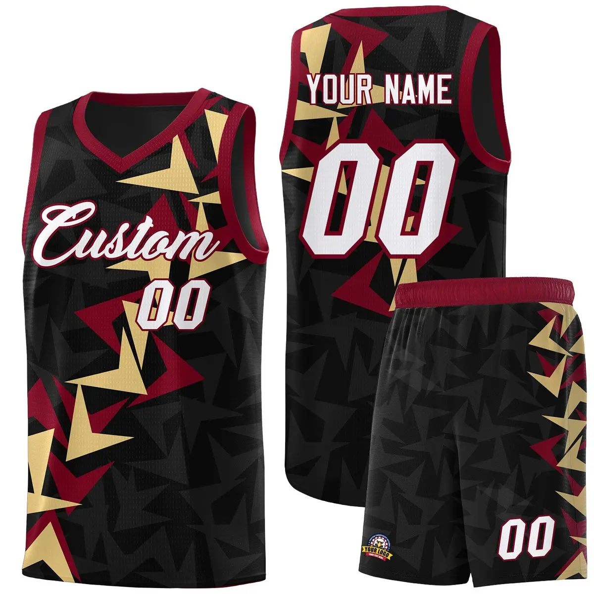 Black Boomerang Pattern Basketball Jersey
