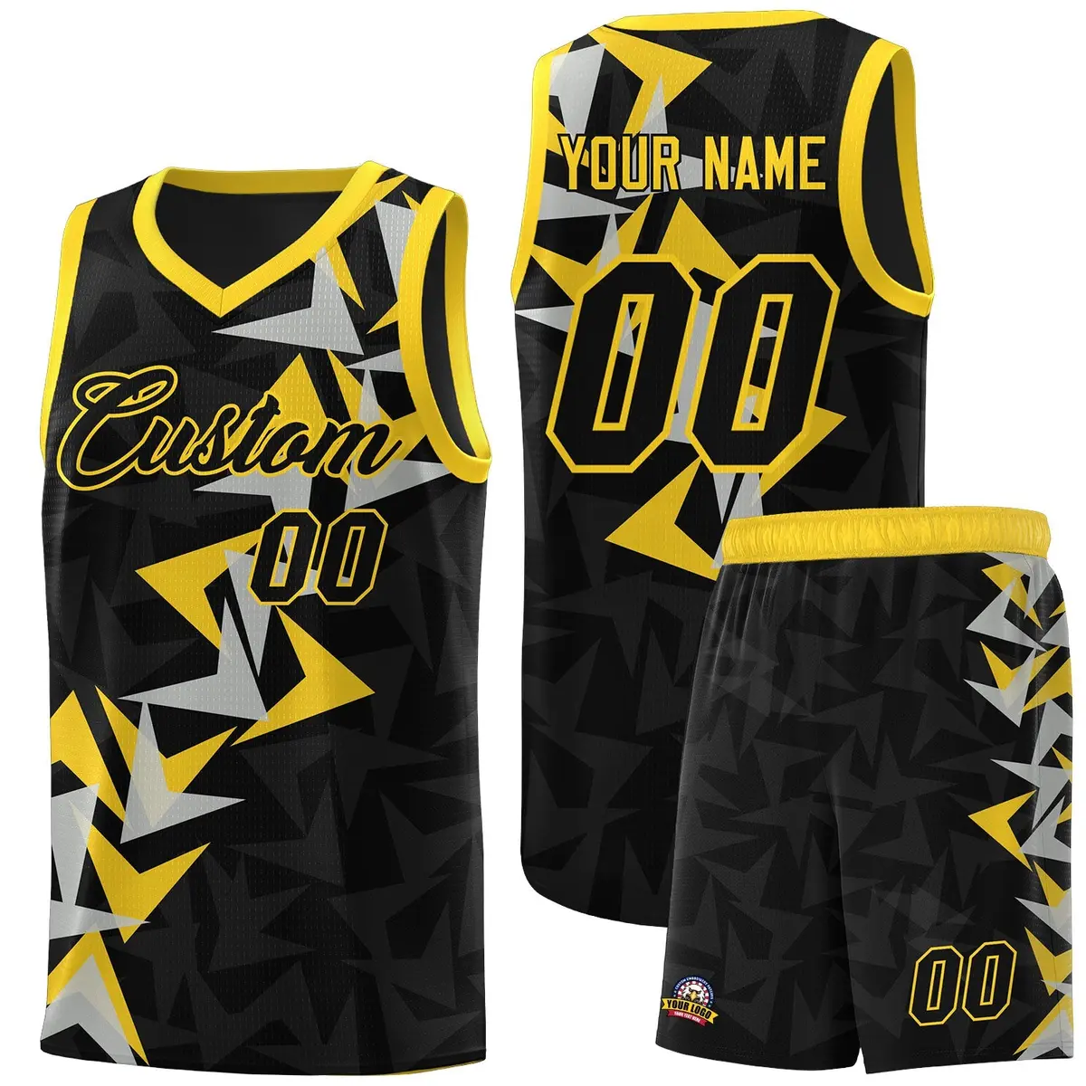 Black Boomerang Pattern Basketball Jersey