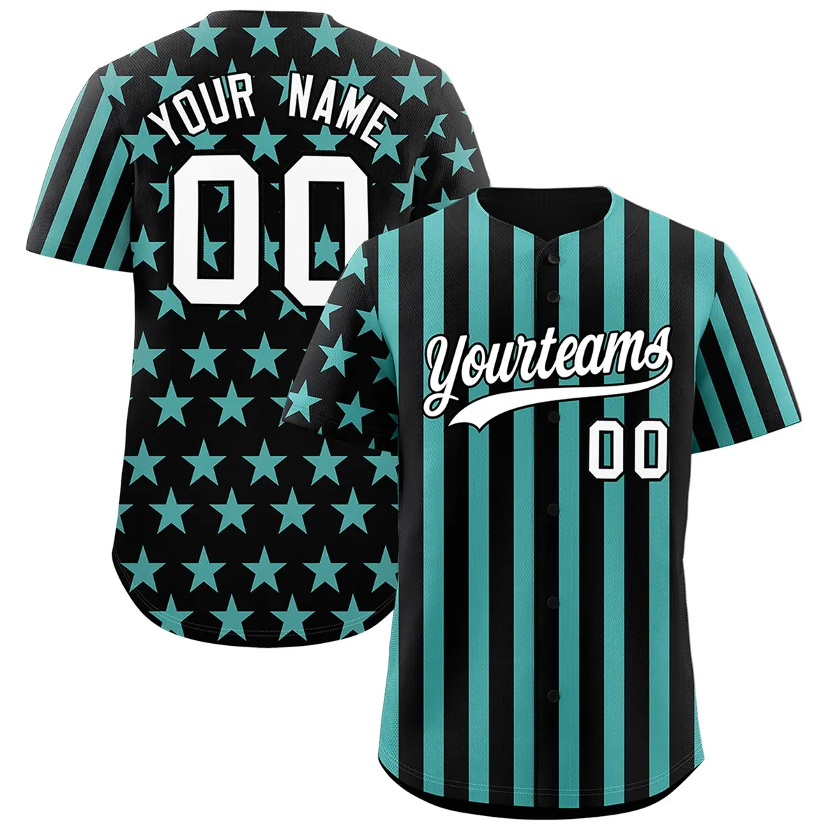 Black Bright Green American Flag Graffiti Baseball Jersey