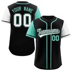 Black Bright Green and White Raglan Sleeves Baseball Jersey 1