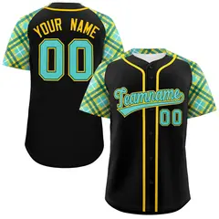 Black Bright Green Gold Raglan Baseball Jersey 1