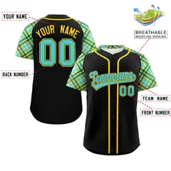 Black Bright Green Gold Raglan Baseball Jersey 2