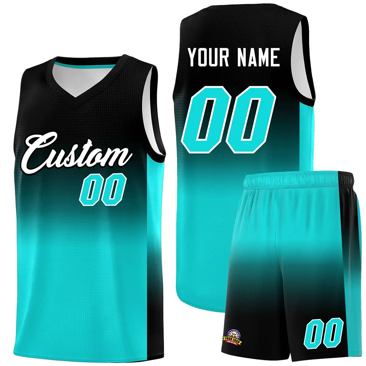 Black Bright Green Gradient Basketball Jersey