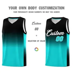 Black Bright Green Gradient Basketball Jersey 3