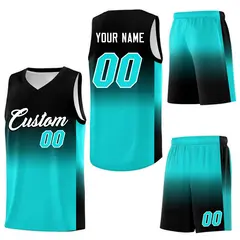 Black Bright Green Gradient Basketball Jersey 7