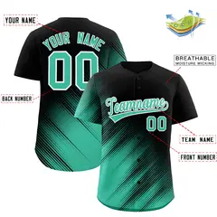 Black Bright Green Gradient Diagonal Stripe Baseball Jersey 2
