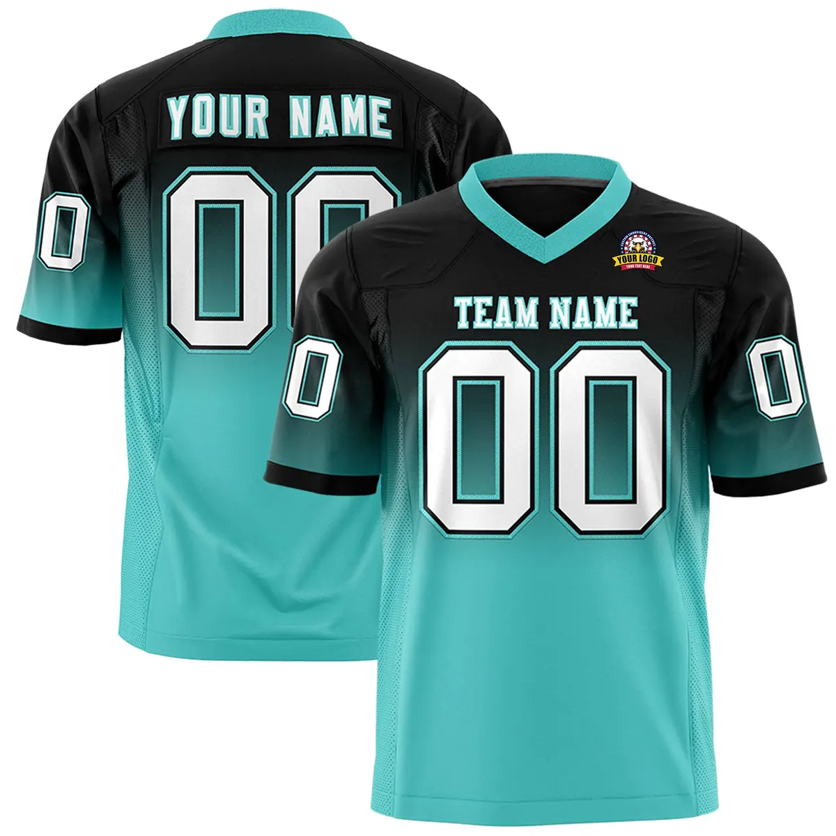 Black Bright Green Gradient Fashion Football Jersey