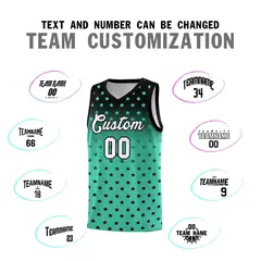 Black Bright Green Gradient Star Pattern Basketball Jersey Set 4