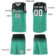 Black Bright Green Gradient Star Pattern Basketball Jersey Set 5