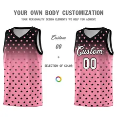 Black Bright Green Gradient Star Pattern Basketball Jersey Set 3