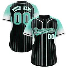 Black Bright Green Gradient Stripe Sleeves Baseball Jersey