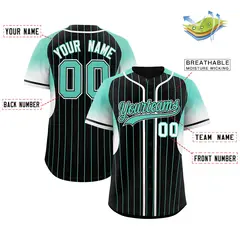 Black Bright Green Gradient Stripe Sleeves Baseball Jersey 2