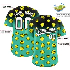 Black Bright Green Graffiti Gradient Smile Baseball Jersey 2