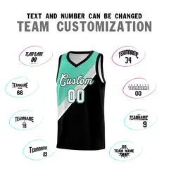 Black Bright Green Gray Diagonal Stripes Color Block Basketball Jersey 4