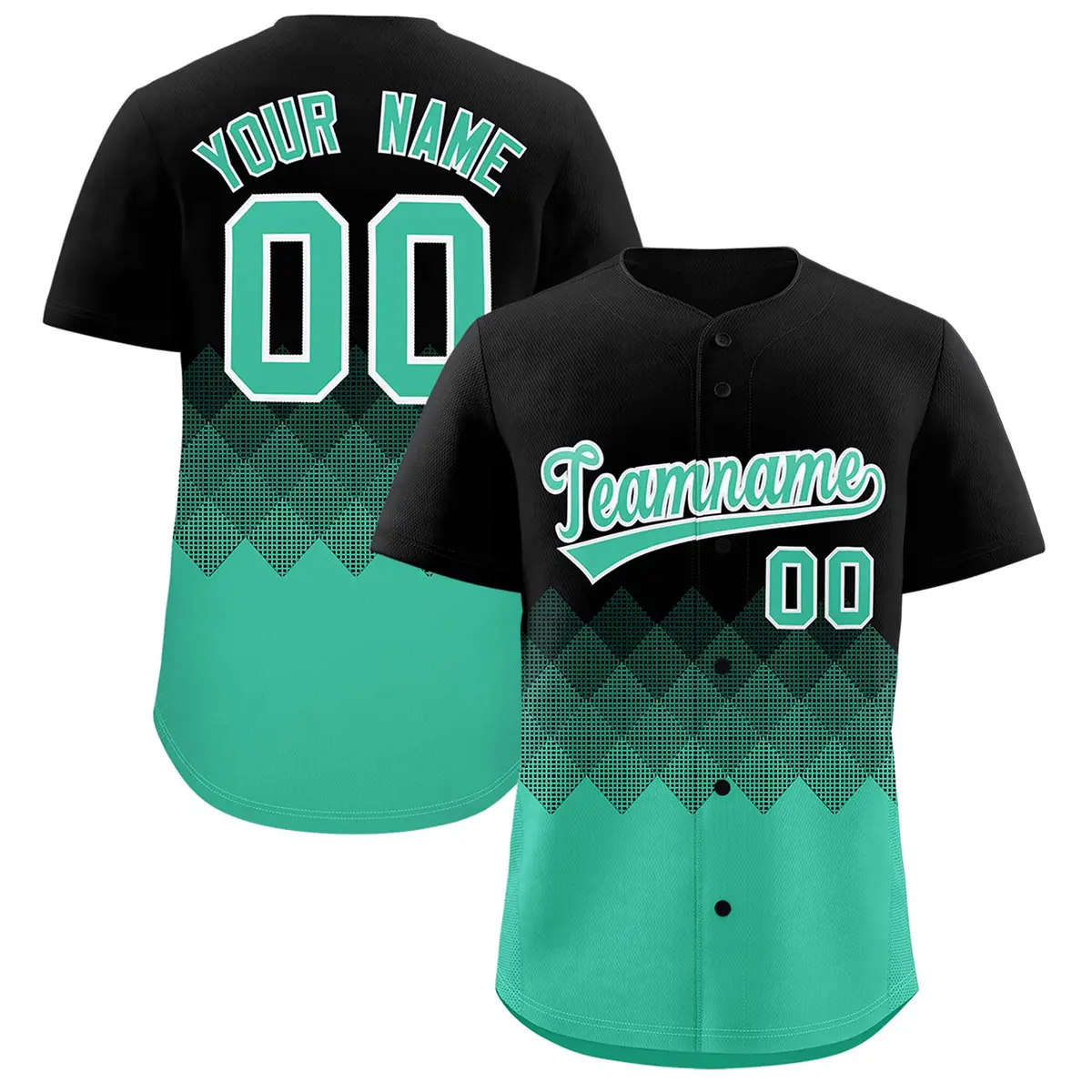 Black Bright Green Grid Blur Pattern Baseball Jersey