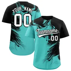 Black Bright Green Ink Pattern Authentic Baseball Jersey