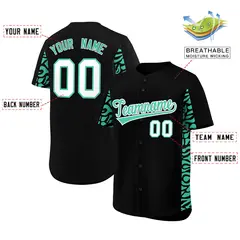 Black Bright Green Leopard Graffiti Side Baseball Jersey 2