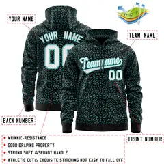Black Bright Green Leopard Print Varsity Full-Zip Letterman Jacket Hoodie 4