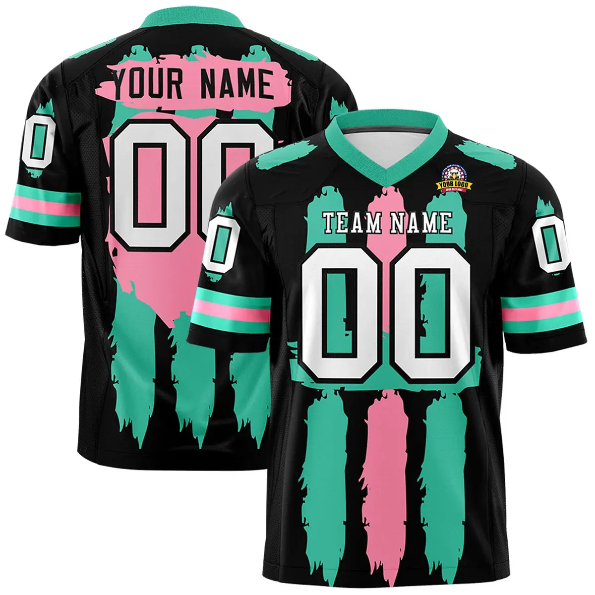 Black Bright Green Light Pink Graffiti Flag Football Jersey
