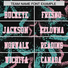 Black Bright Green Light Pink Star Graffiti Football Jersey 3