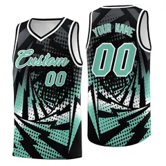 Black Bright Green Lightning Halftone Dot Basketball Jersey 1