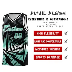 Black Bright Green Lightning Halftone Dot Basketball Jersey 2