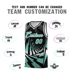 Black Bright Green Lightning Halftone Dot Basketball Jersey 4
