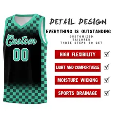 Black Bright Green Plaid Basketball Jersey for Teams 2