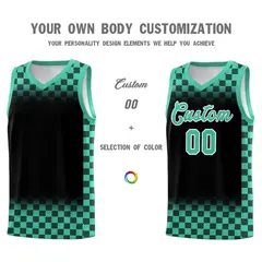Black Bright Green Plaid Basketball Jersey for Teams 3