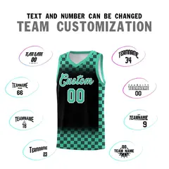 Black Bright Green Plaid Basketball Jersey for Teams 4