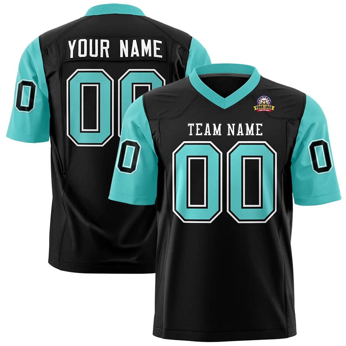 Black Bright Green Raglan Sleeves Authentic Football Jersey