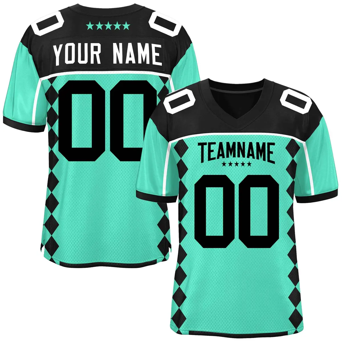 Black Bright Green Side Blocks Raglan Football Jersey