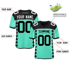 Black Bright Green Side Blocks Raglan Football Jersey 2
