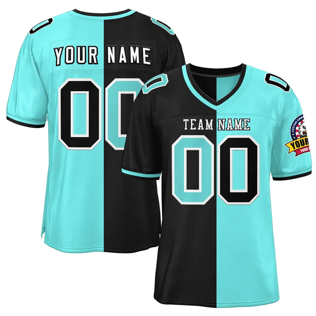 Black Bright Green Split Two Tone Authentic Football Jersey
