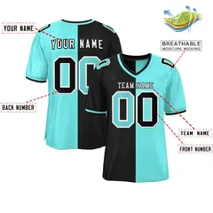Black Bright Green Split Two Tone Authentic Football Jersey 2