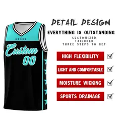 Black Bright Green Star Pattern Team Basketball Jersey 2