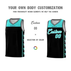 Black Bright Green Star Pattern Team Basketball Jersey 3