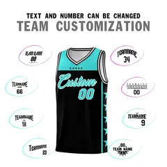 Black Bright Green Star Pattern Team Basketball Jersey 4