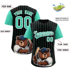 Black Bright Green Stripe Animals Graffiti Raglan Baseball Jersey 2