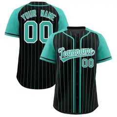 Black Bright Green Stripe Raglan Baseball Jersey