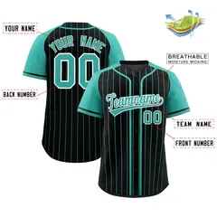 Black Bright Green Stripe Raglan Baseball Jersey 2