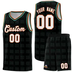 Black Bright Green Trailblazer Dot Pattern Basketball Jersey