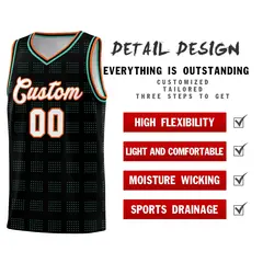 Black Bright Green Trailblazer Dot Pattern Basketball Jersey 2