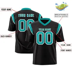 Black Bright Green Two-Tone Shoulder Cut Flag Football Jersey 2