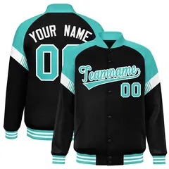 Black Bright Green-White Color Block Varsity Letterman Jacket 1