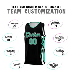 Black Bright Green White Graffiti Side Curve Basketball Jersey Sets 4